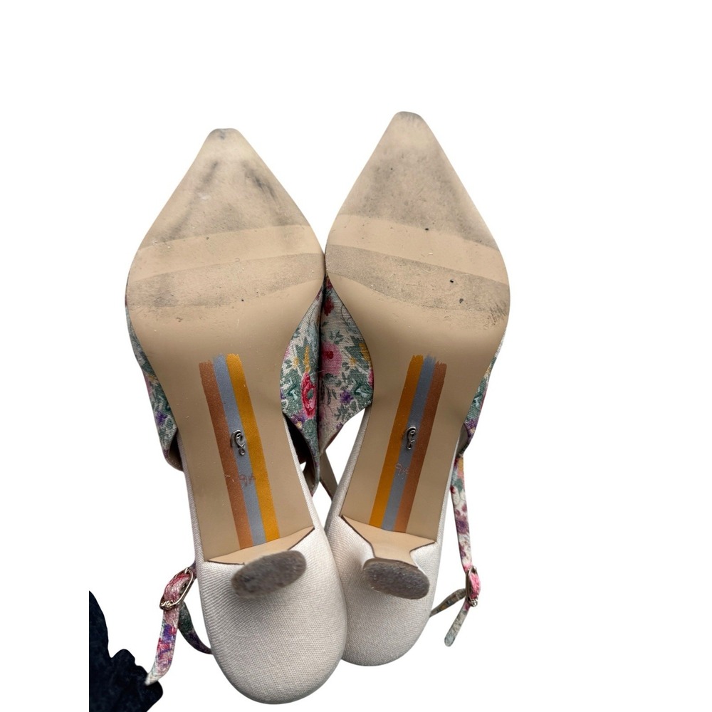 Sam Edelman Womens 9.5 Floral Fabric Slingback Pumps Pointed Toe Kitten Heel - Picture 7 of 7